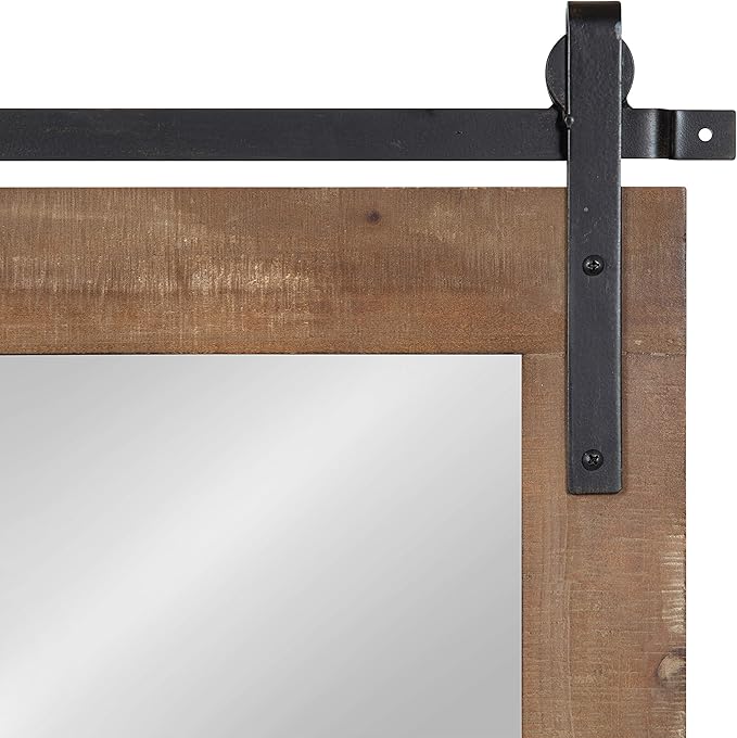 Kate and Laurel Cates Farmhouse Horizontal Wood Framed Wall Mirror, 40 x 26 - Image 4