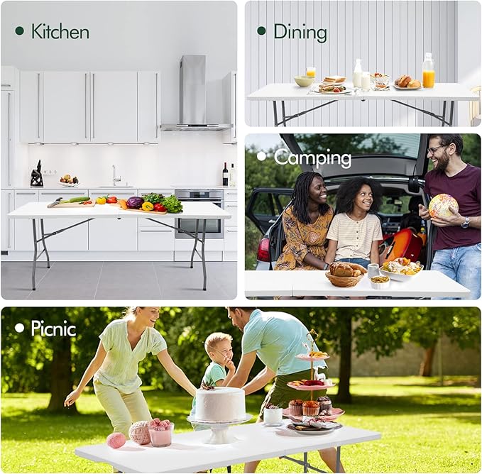 Folding Table 6ft Plastic Folding Table Indoor & Outdoor - Image 6