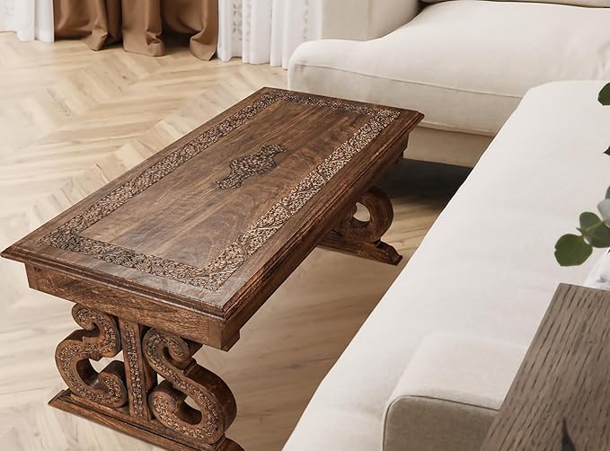 Lightnpro Handcrafted Mango Wood Rectangular Coffee Table - Image 5