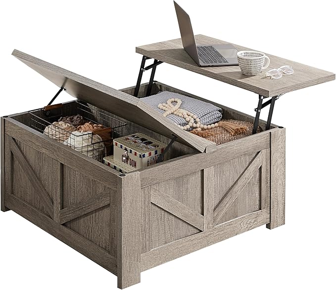 Yaheetech Lift Top Coffee Table, Square Farmhouse Coffee Table by Yaheetech