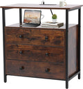 3 Wooden Drawers Night Stand, 27 Inch Wide Nightstand by Edbuosy