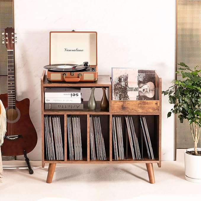 Record Player Stand, Large Record Player Table Cabinet - Image 6