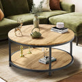 NSdirect Round Coffee Table, 36in Rustic Wooden Surface Top & Sturdy Metal Legs by NSdirect