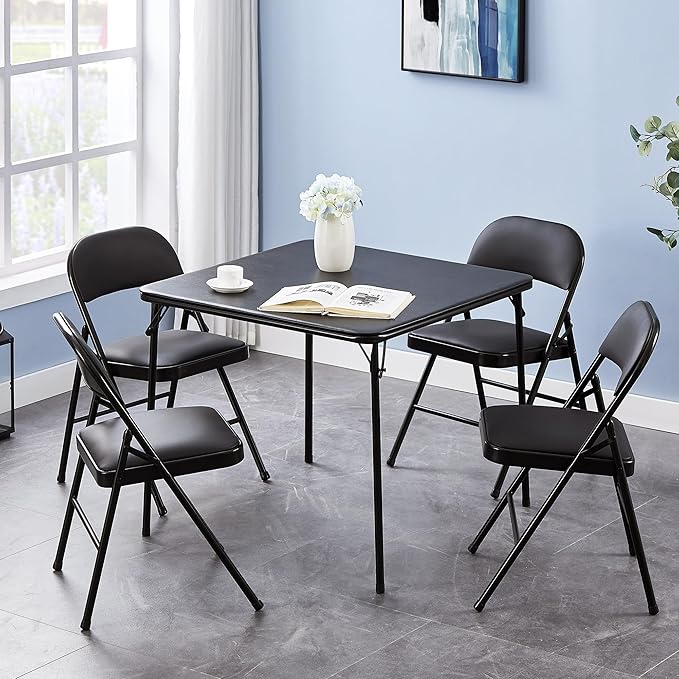 VECELO Folding Card Table and Chair Set of 5 Portable - Image 5