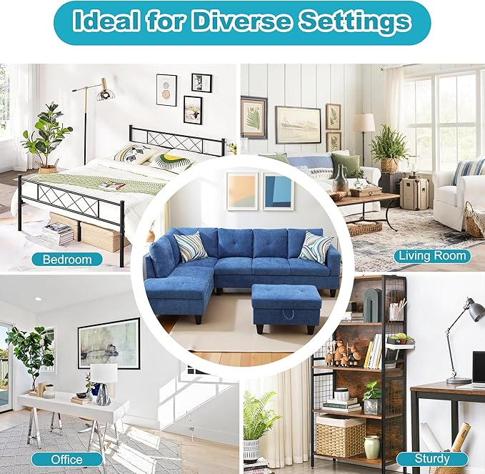 L Shaped Couch Modern Sectional Couch Upholstered Linen Fabric 3 Pieces Sofas - Image 7