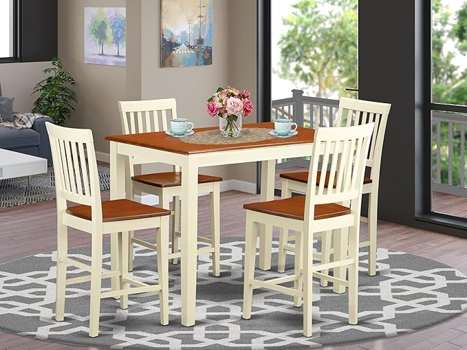 East West Furniture YAVN5-WHI-W 5 Piece Kitchen Counter Set Includes a - Image 2