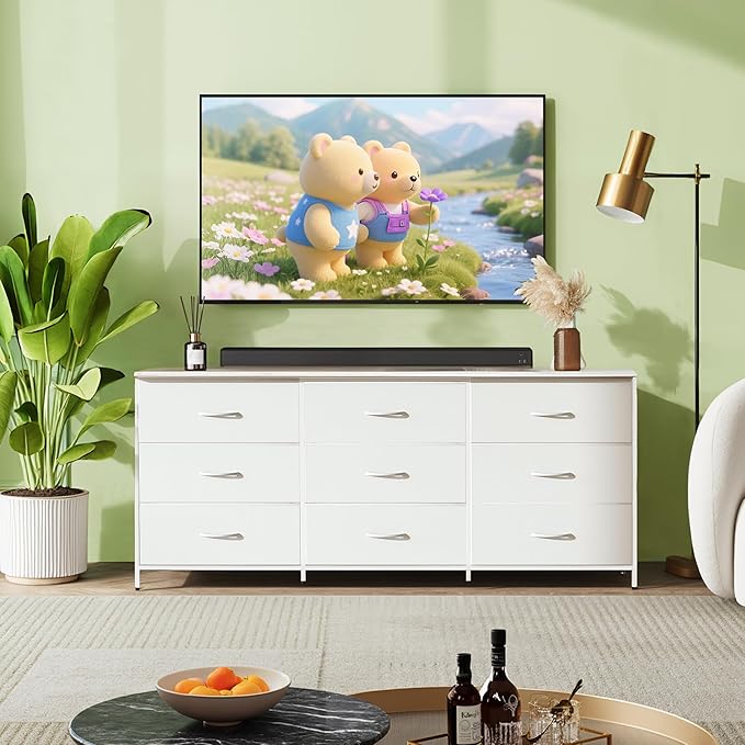 WLIVE 63''W Dresser for Bedroom, 75 inch TV, Wide Chest of Drawers - Image 4