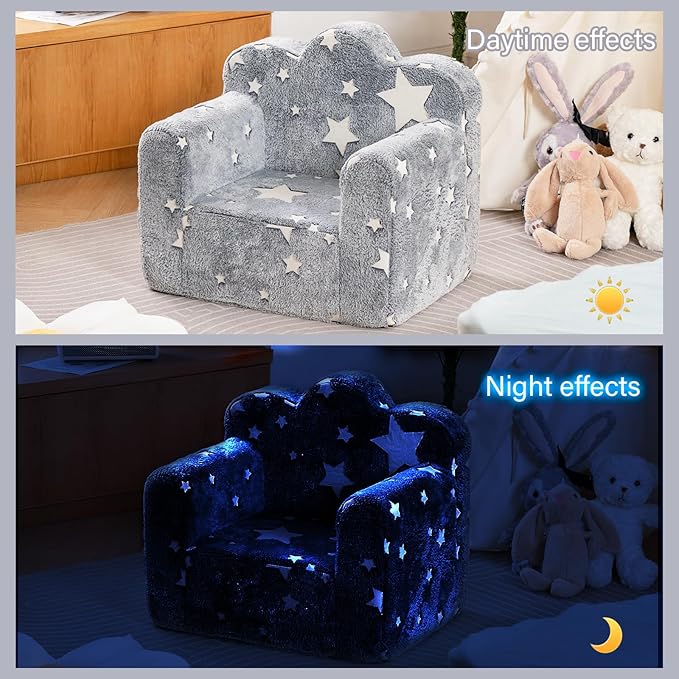 Tiita Kids Couch Plush Toddler Chair, Cloud-Like Glow in The Dark Kids Sofa - Image 7
