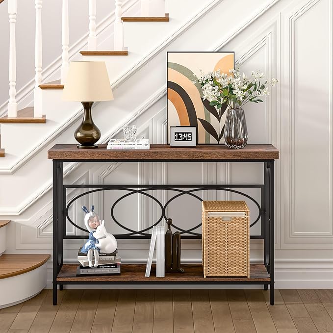 Industrial Console Table for Entryway, Rustic Console Table Behind Couch - Image 4
