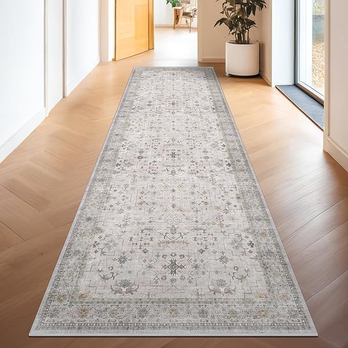 Light Gray Kitchen Rug 12 ft Long by HazoHaus