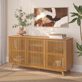 Plank+Beam Mid-Century Modern Wood TV Stand, Three Door Solid Wood by PlankBeam