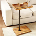 HOLANA Acacia Wood Adjustable C-Shaped Couch Table – 360° Swivel Side Table by HOLANA