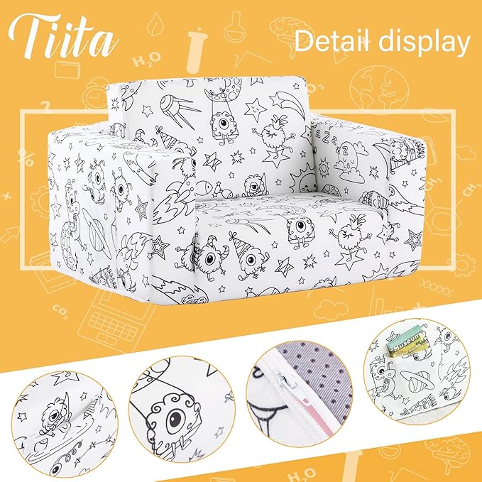 Tiita Kids Sofa Couch, Convertible Children Couch to Lounger, Toddler Comfy Sofa - Image 7