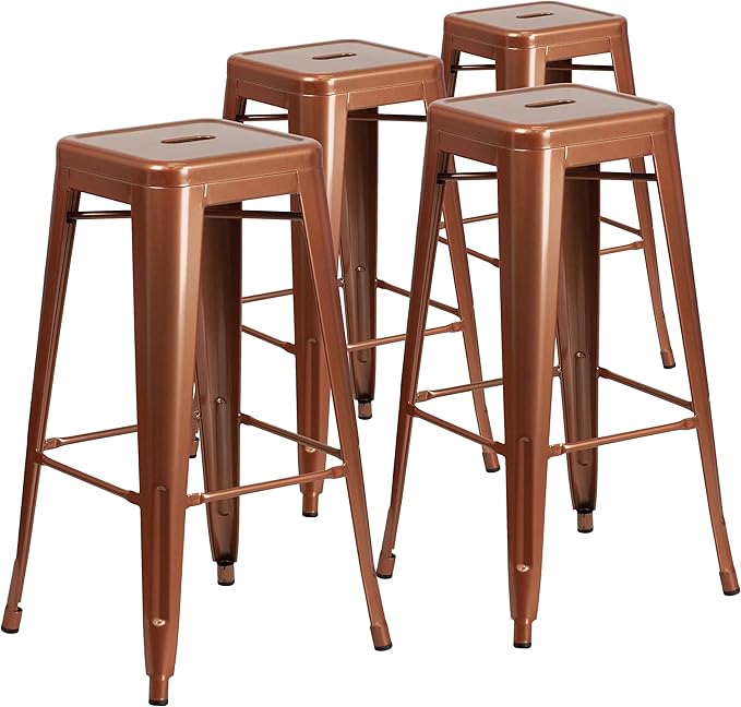 Flash Furniture Kai Commercial Grade 4 Pack 30" High Backless Copper by FlashFurniture