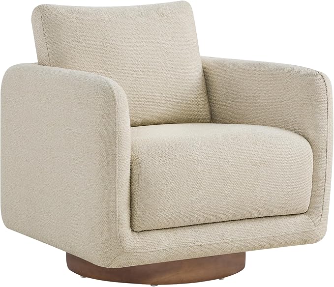 Modern Swivel Accent Chair, 360° Rotating Round Barrel Armchair by Kislot
