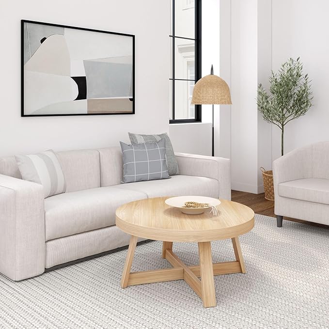 Plank+Beam Classic Round Coffee Table, 36 Inch Farmhouse Coffee Table, Rustic - Image 5