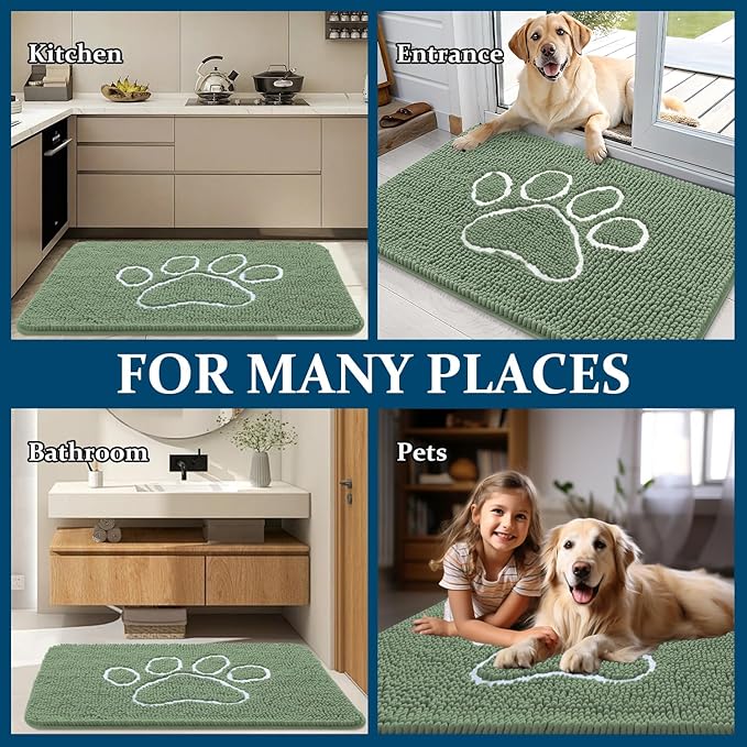 OLANLY Door Mat for Muddy Dog Paws 36x24, Absorbent Chenille Doormat - Image 8