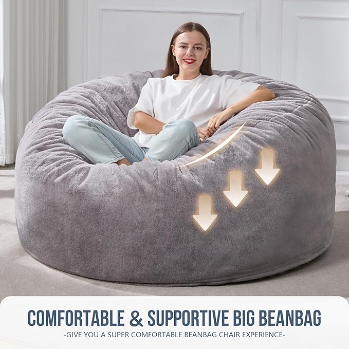 Hobestluk 5ft Bean Bag Chairs for Adults Large Beanbag Chair - Image 6