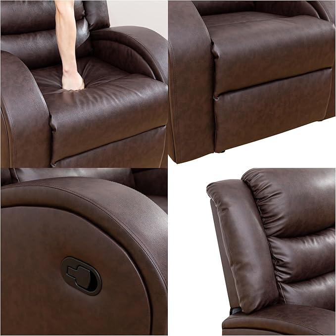 Loveseat Recliner Sofa, Reclining Loveseat Leather Couch Upholstered, Modern - Image 4