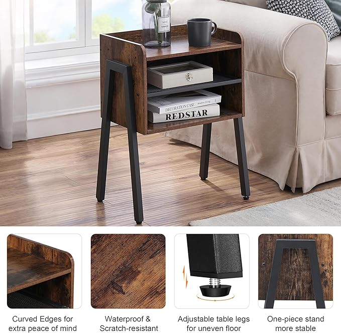 VECELO Nightstand Industrial Side End Table/Stackable Accent Furniture - Image 5