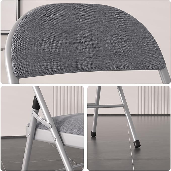 VECELO Padded Folding Chairs 4 Pack, Comfortable Cushioned Seat & Backrest - Image 5