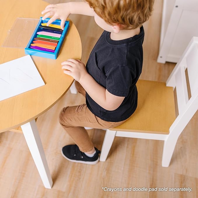 Melissa & Doug Wooden Round Table and 2 Chairs Set – Kids Furniture - Image 5