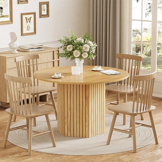 LITTLE TREE Round Wood Dining Table, 47-Inch Small Dining Table - Image 3