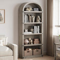 GarveeHome Bookcase 5 Shelf Arched Bookshelf 71.65in Tall Bookcase Farmhouse by GarveeHome