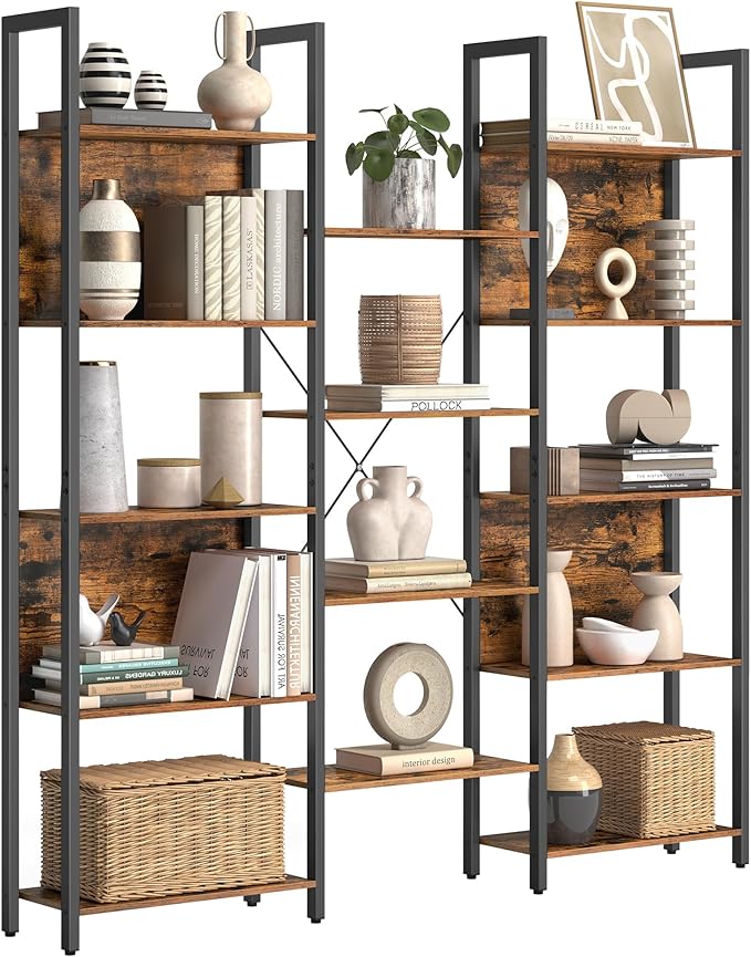 VASAGLE 5-Tier Bookcase with 14 Shelves, Book Shelf with Metal Frame, Bookshelf by VASAGLEbySONGMICSHOME
