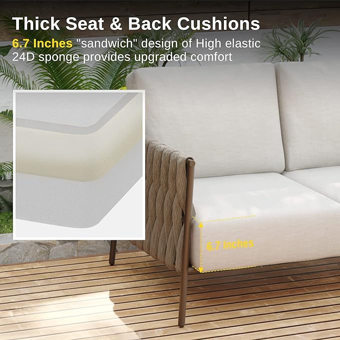 EAST OAK Life Chatter Patio Furniture Set, Outdoor Furniture Sectional Sofa Set - Image 5