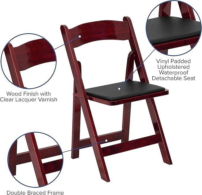 Flash Furniture 2 Pack HERCULES Series Mahogany Wood Folding Chair - Image 6