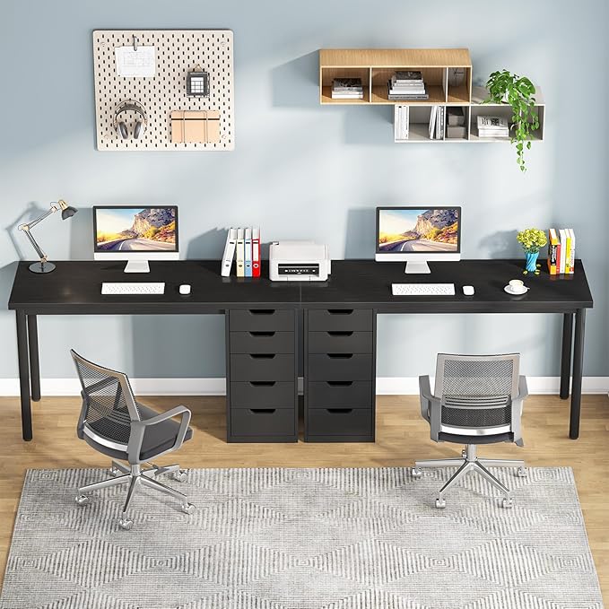 Tribesigns Computer Desk with 5 Drawers, 47 inches Rustic Brown Home Office - Image 6