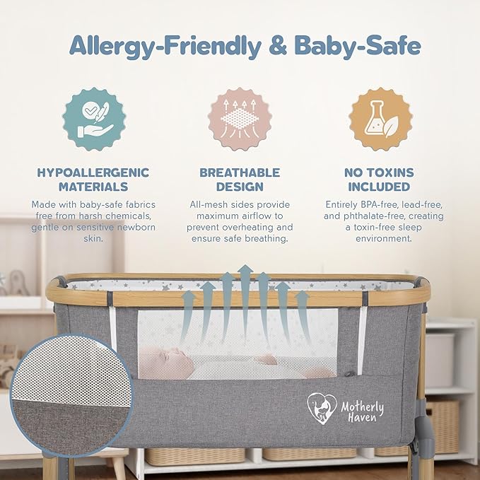Baby Bassinet Bedside Sleeper, Portable Crib - Image 4