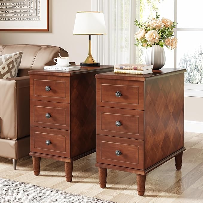 Tribesigns Solid Wood End Table, Fully Assembled Narrow Side Table by Tribesigns