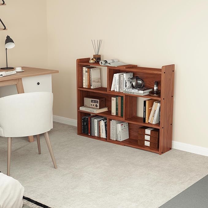 Open Shelf Low Bookcase, Wooden 4-Tier Floor Standing Expandable 25-47 inch - Image 5