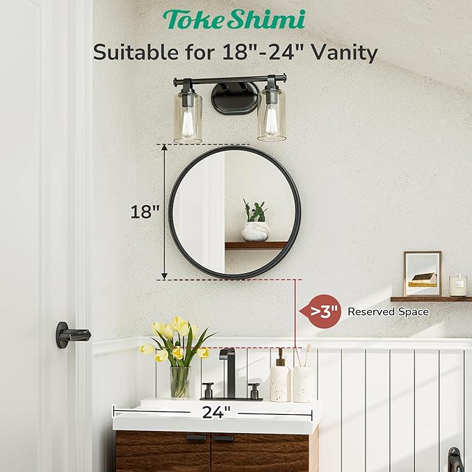 TokeShimi 18 in Round Framed Black Mirror - Image 2
