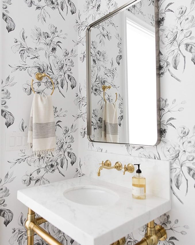 TEHOME 24x36 inch Brushed Nickel Silver Metal Framed Bathroom Mirror - Image 4