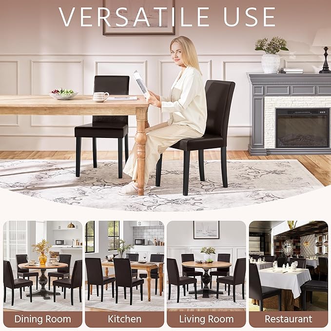 Yaheetech Dining Chairs Set of 4 PU Leather Dining Room Chairs - Image 9
