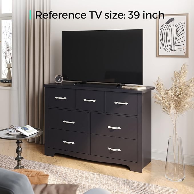 LINSY HOME 7 Drawers Dresser for Bedroom, Wood Bedroom Dresser Modern Drawer - Image 2