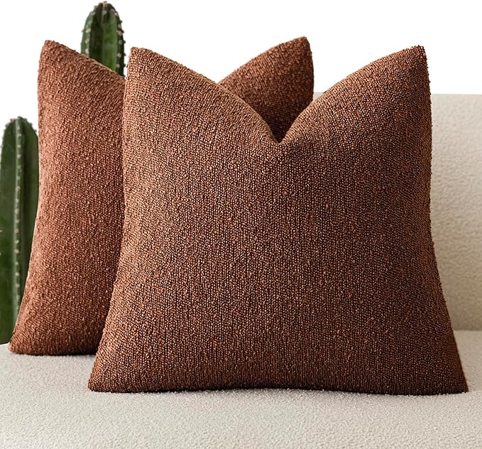 Foindtower Set of 2, Decorative Textured Boucle Throw Pillow Covers Accent by Foindtower