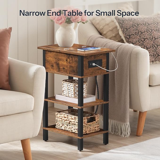 HOOBRO End Table with Charging Station, Flip Top Side Table with USB Ports - Image 4