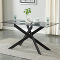 Modern Style Dining Table with Gray Tempered Glass Top and Black Metal Tubular by EdwinsChoice-ModernFurniture