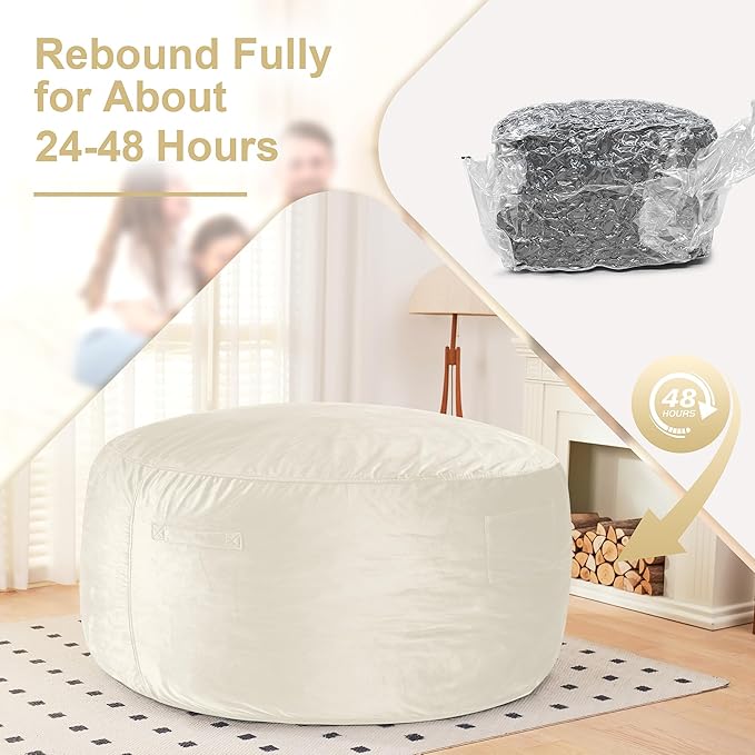 HABUTWAY Bean Bag Chair: Giant 6' Memory Foam Furniture Bean Bag Chair - 6Ft - Image 6