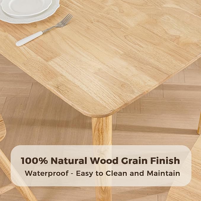 DELAVIN 47.2" Mid Century Modern Kitchen Table, Rectangular Oak Wood Dining - Image 4