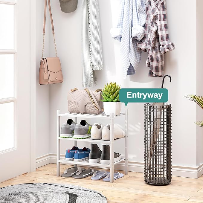 Small Shoe Rack for Entryway, Bamboo Wood Standing Shoe Shelf for Indoor Outdoor - Image 3