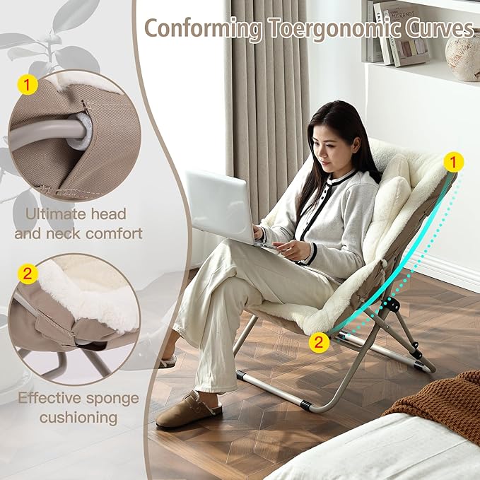 Welnow Comfy Saucer Chair, Oversized Folding Reading Chair - Image 5