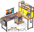 Casaottima Gaming Desk with Power Outlets & LED Lights, 43 Inch Reversible L by Casaottima