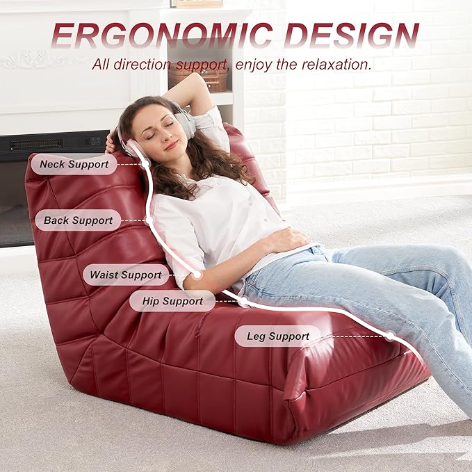 Hobestluk Giant Bean Bag Chair Lazy Floor Sofa, Memory Foam Fireside Sofa - Image 4