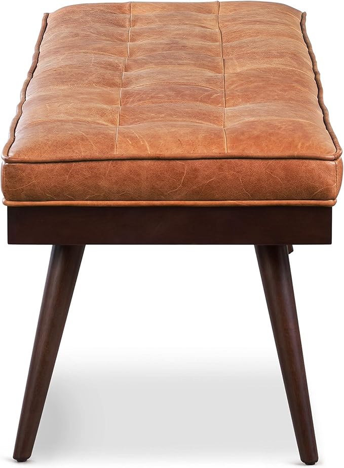 POLY & BARK 55" Tufted Leather Bed Bench - Image 5