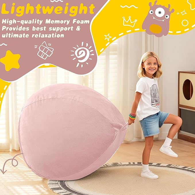 HABUTWAY 2FT Bean Bag Chair, Teardrop Bean Bag Chair Luxurious Velvet Ultra - Image 5